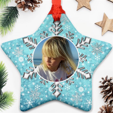My Blue Snowflake Star Ornament By Deborah Front