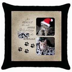 Cats House Throw Pillow Case - Throw Pillow Case (Black)