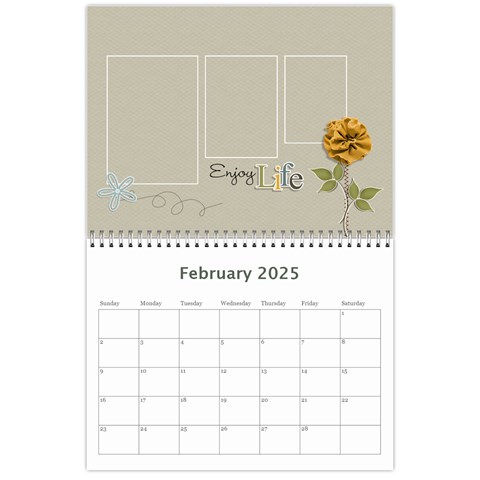 Calendar Any Year: Simple Joys By Jennyl Feb 2025