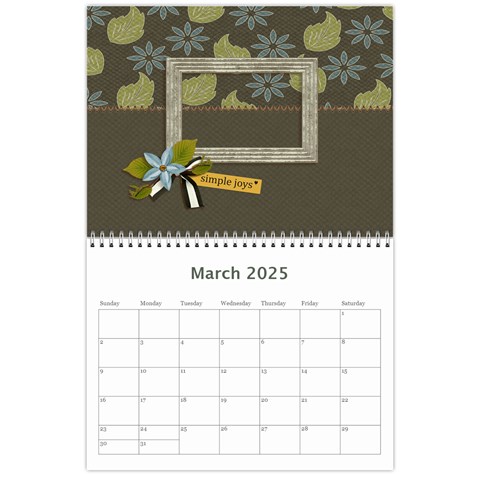 Calendar Any Year: Simple Joys By Jennyl Mar 2025