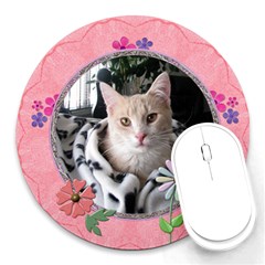 Pink Floral Round Mousepad