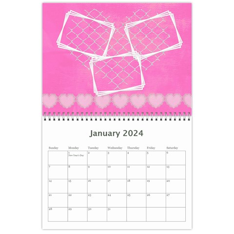 Happy Pink 2024 (any Year) Calendar By Deborah Jan 2024