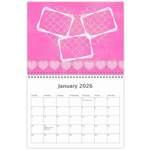Happy Pink 2026 (any Year) Calendar By Deborah Jan 2026