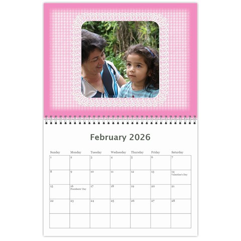 Happy Pink 2026 (any Year) Calendar By Deborah Feb 2026