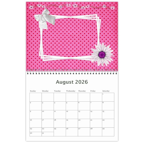 Happy Pink 2026 (any Year) Calendar By Deborah Aug 2026
