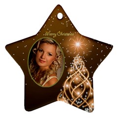 Golden Merry Christmas Star ornament - Ornament (Star)