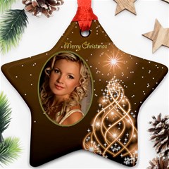 Golden Merry Christmas Star ornament - Ornament (Star)