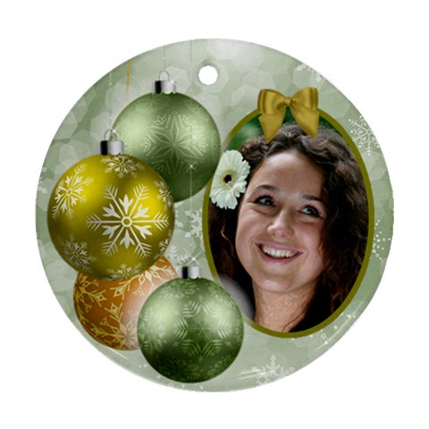 Shades Of Pale Green Christmas Round Ornament By Deborah Front