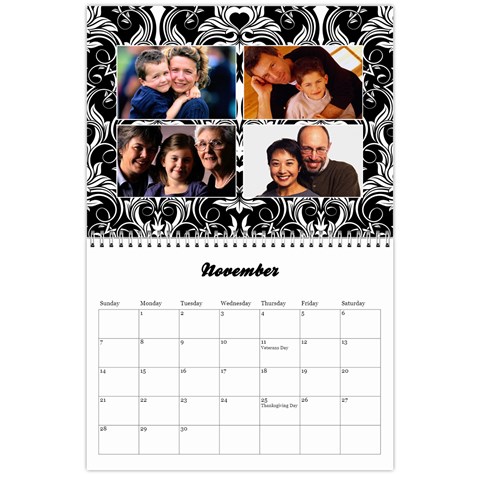 Black & White Damask, Calendar 12 Months By Mikki Nov 2021
