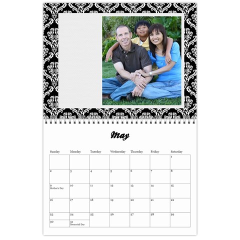 Black & White Damask, Calendar 12 Months By Mikki May 2021