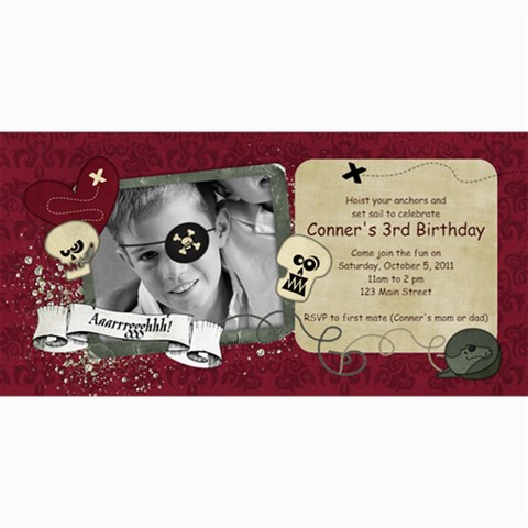 Pirate Birthday Party 8 x4  Photo Card - 1