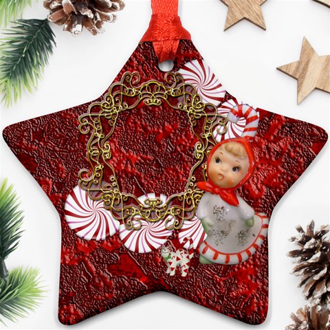 Star Candy Cane Christmas Ornament 2024 2 Side Ornament By Ellan Front