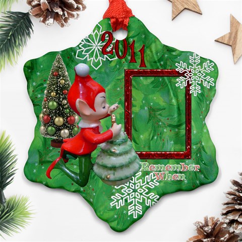Elf Remember When Snowflake Ornament By Ellan Front