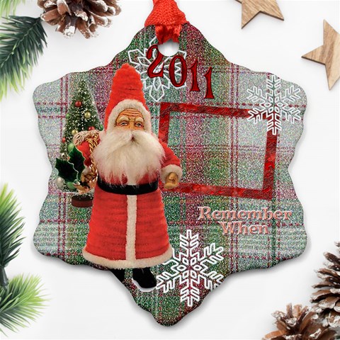 Old Fashioned Santa Remember When Snowflake Ornament By Ellan Front