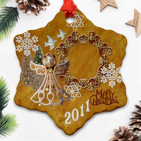 Gold Angel 2 Side Snowflake Ornament By Ellan Front