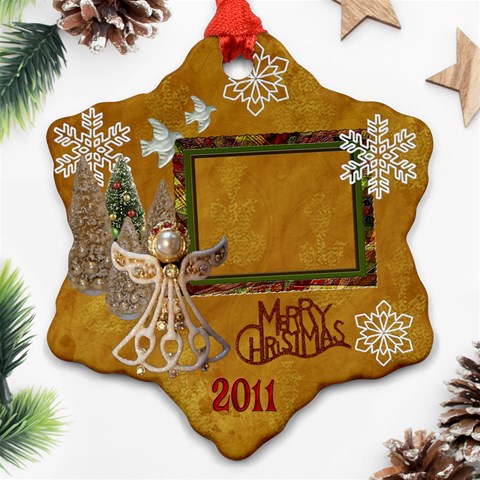 Gold Angel 2 Side Snowflake Ornament By Ellan Back