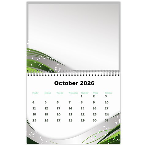 Silver Flash 2026 Calendar  Large Numbers By Deborah Oct 2026