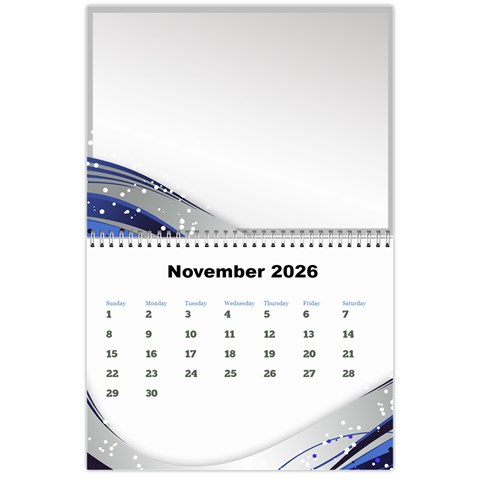 Silver Flash 2026 Calendar  Large Numbers By Deborah Nov 2026