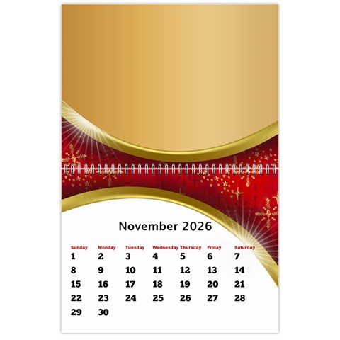 2026 Calendar With Class And Large Numbers By Deborah Nov 2026