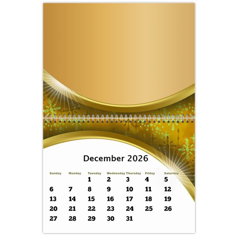 2026 Calendar With Class And Large Numbers By Deborah Dec 2026