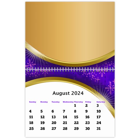 2024 Calendar With Class And Large Numbers By Deborah Aug 2024