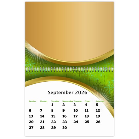 2026 Calendar With Class And Large Numbers By Deborah Sep 2026