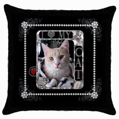 I Love My Cat Throw Pillow Case By Lil Front