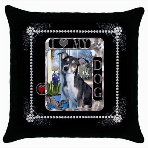 I Love My Dog Throw Pillow Case By Lil Front
