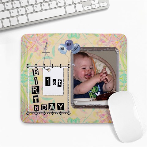 1st Birthday Large Mousepad By Lil Front