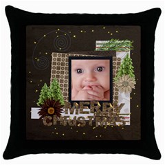 Merry Christmas - Throw Pillow Case (Black)