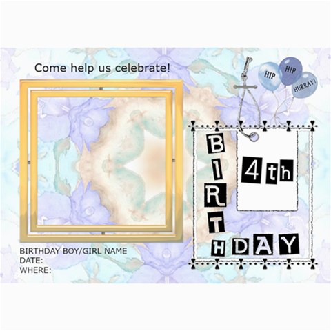 4th Birthday Party 5x7 Invitation By Lil 7 x5  Photo Card - 5
