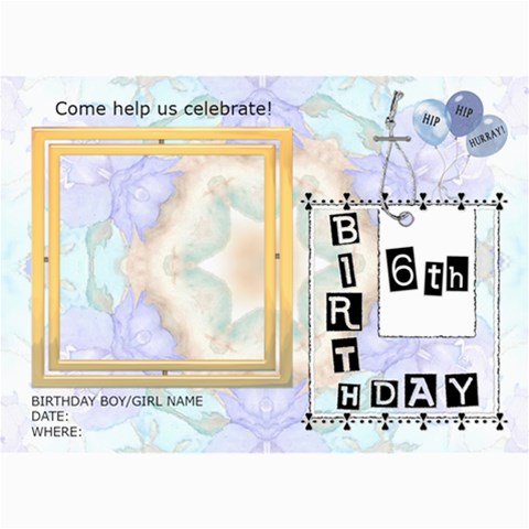 6th Birthday Party 5x7 Invitation By Lil 7 x5  Photo Card - 2