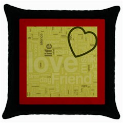 text art - blk cushion -01 - Throw Pillow Case (Black)