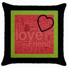 text art - blk cushion -04 - Throw Pillow Case (Black)