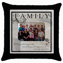 Family Pillow - Throw Pillow Case (Black)