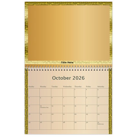 Memories In Gold 2026 (any Year) Calendar By Deborah Oct 2026