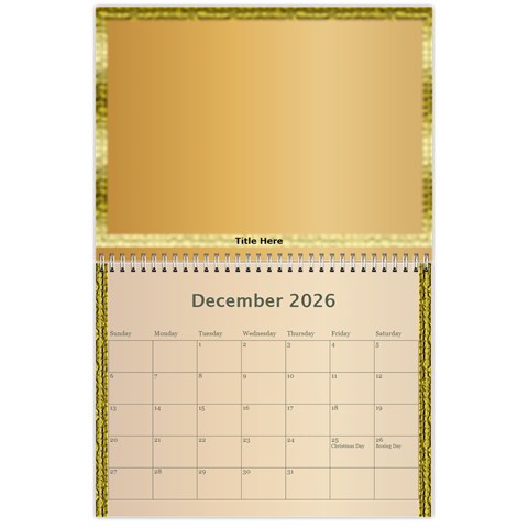 Memories In Gold 2026 (any Year) Calendar By Deborah Dec 2026