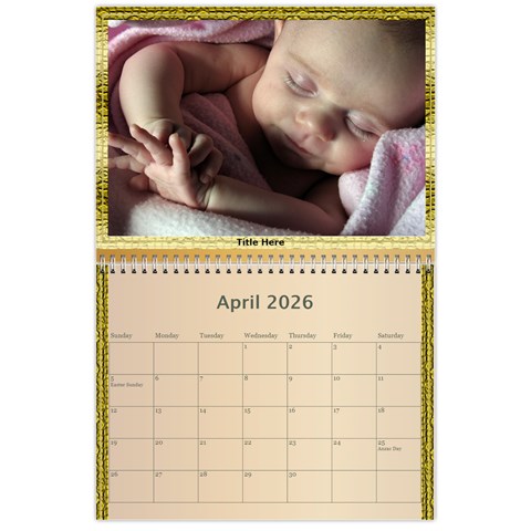 Memories In Gold 2026 (any Year) Calendar By Deborah Apr 2026