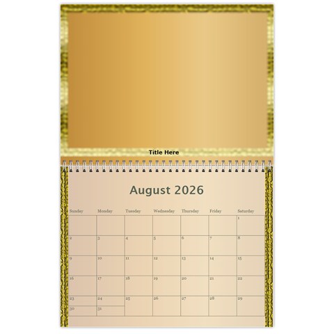 Memories In Gold 2026 (any Year) Calendar By Deborah Aug 2026