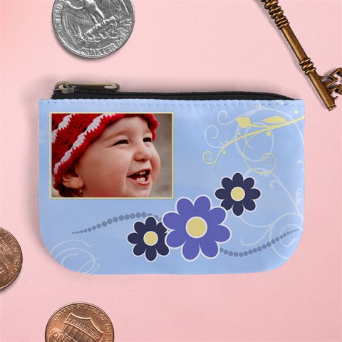Serenity Blue Mini Coin Purse By Picklestar Scraps Front