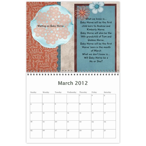 Horne Family Calendar By Gina Horne Mar 2012