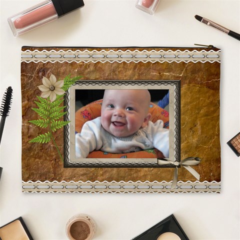 Brown Floral Xl Cosmetic Bag By Lil Back