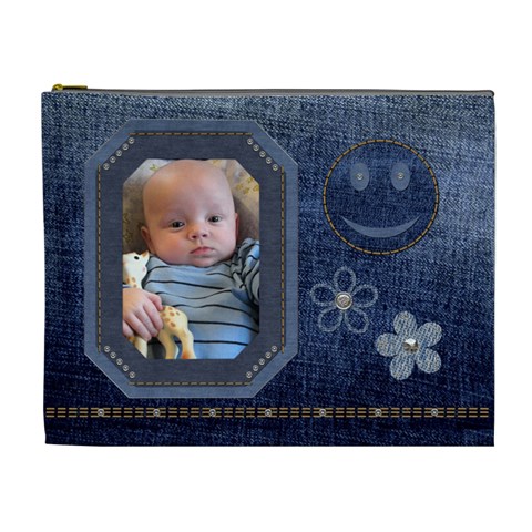 Deluxe Denim Xl Cosmetic Bag By Lil Front