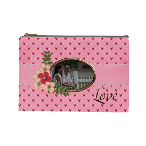 Cosmetic Bag (large) : Pink Love By Jennyl Front