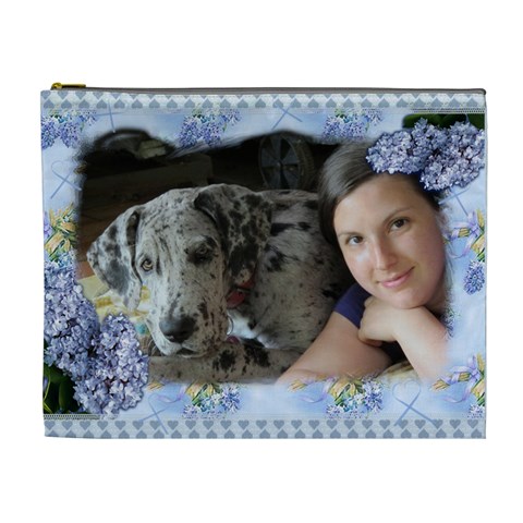 Blue Lilac Xl Cosmetic Bag By Deborah Front