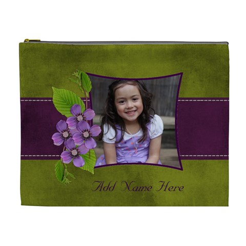 Cosmetic Bag (xl): Purple And Green  By Jennyl Front