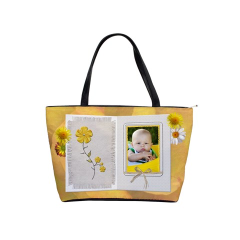 Yellow Floral Brag Classic Shoulder Handbag By Lil Front