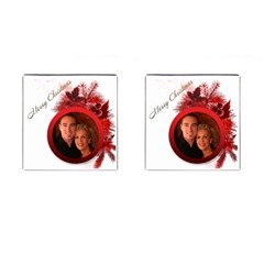 Red And White Christmas Square Cufflinks