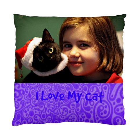 Purple Cat Pillow By Patricia W Front