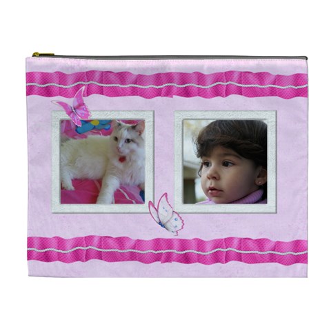 Pretty Pink Xl Cosmetic Bag By Deborah Front